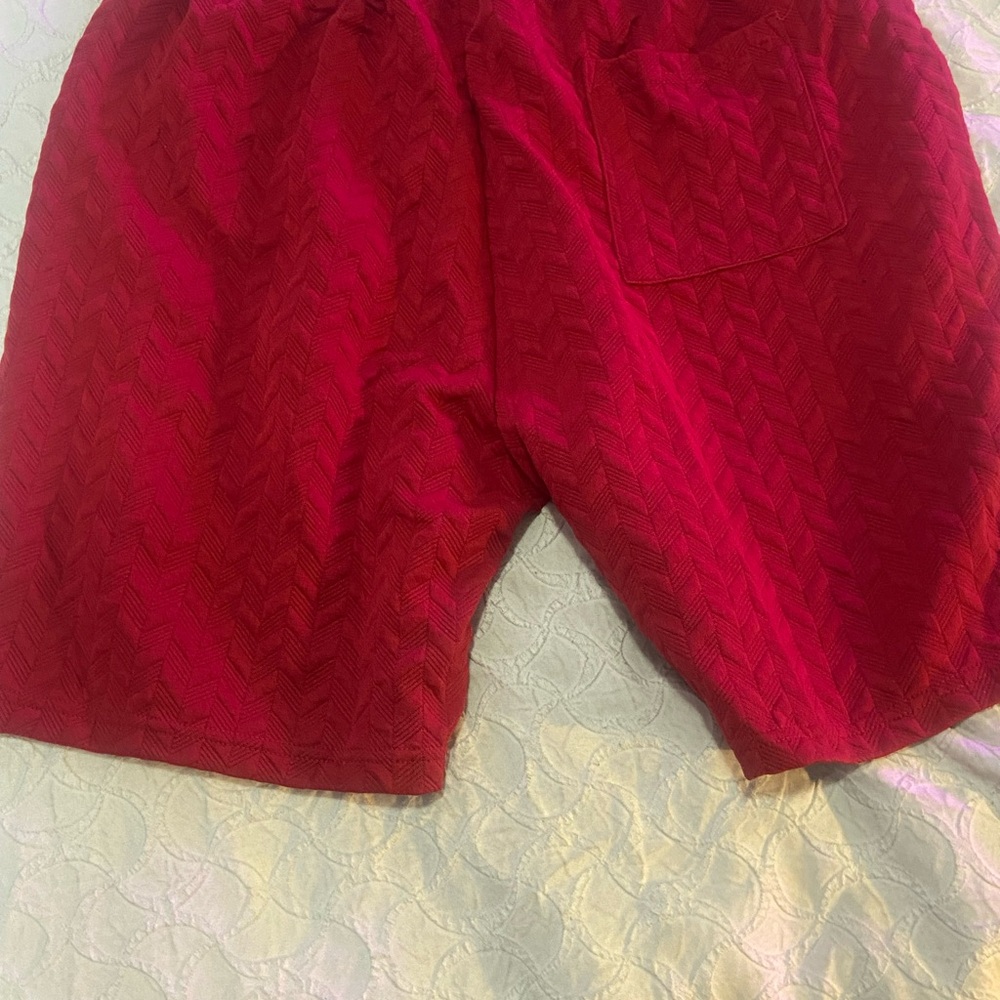 Men’s Red Textured Two-Piece Set - Picture 3 of 3